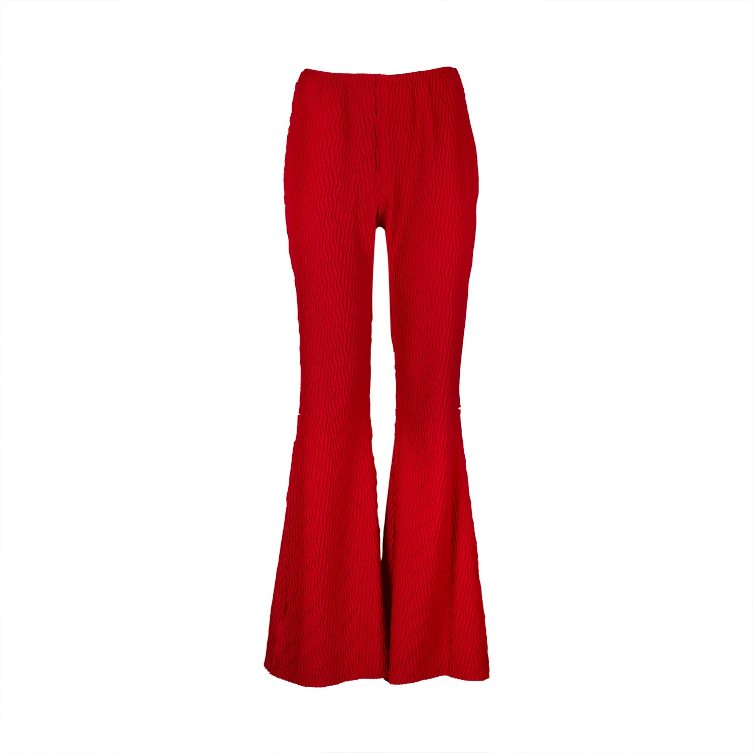 Wavy Pleated Flare Pants