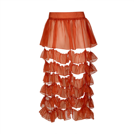 Silk Organza Ruffled Skirt