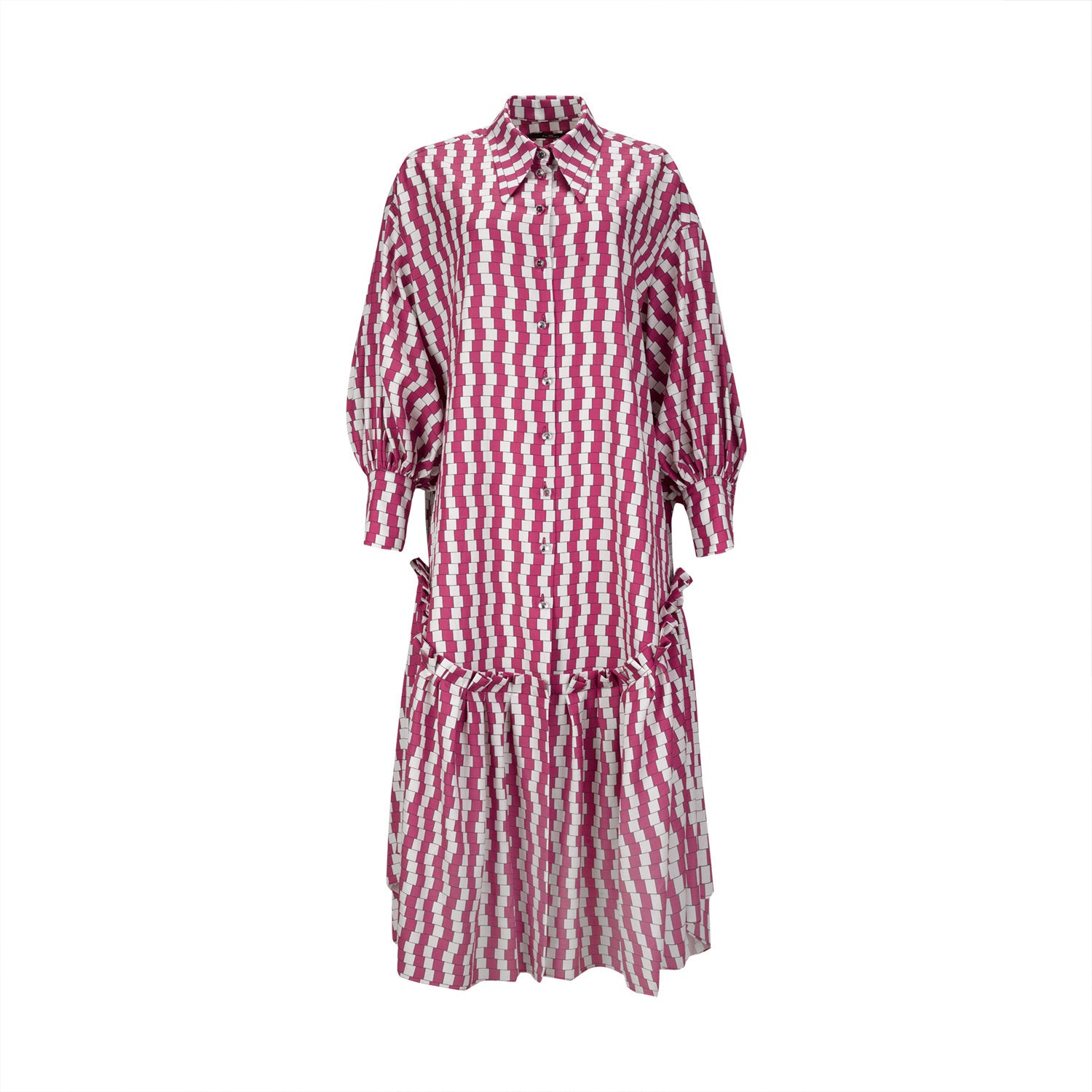 Printed Oversized Shirt Dress with Frill