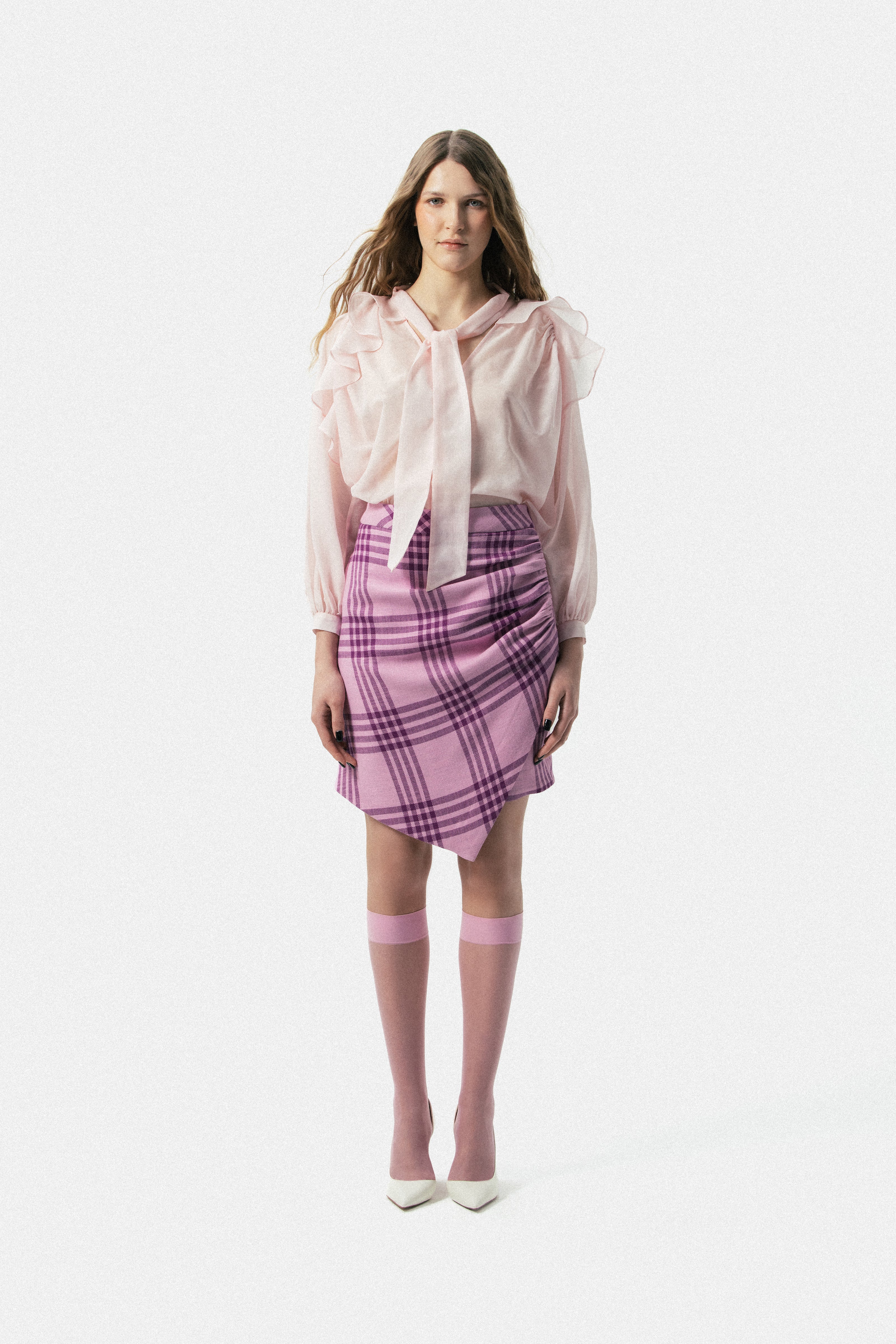 Plaid Asymmetrical Skirt