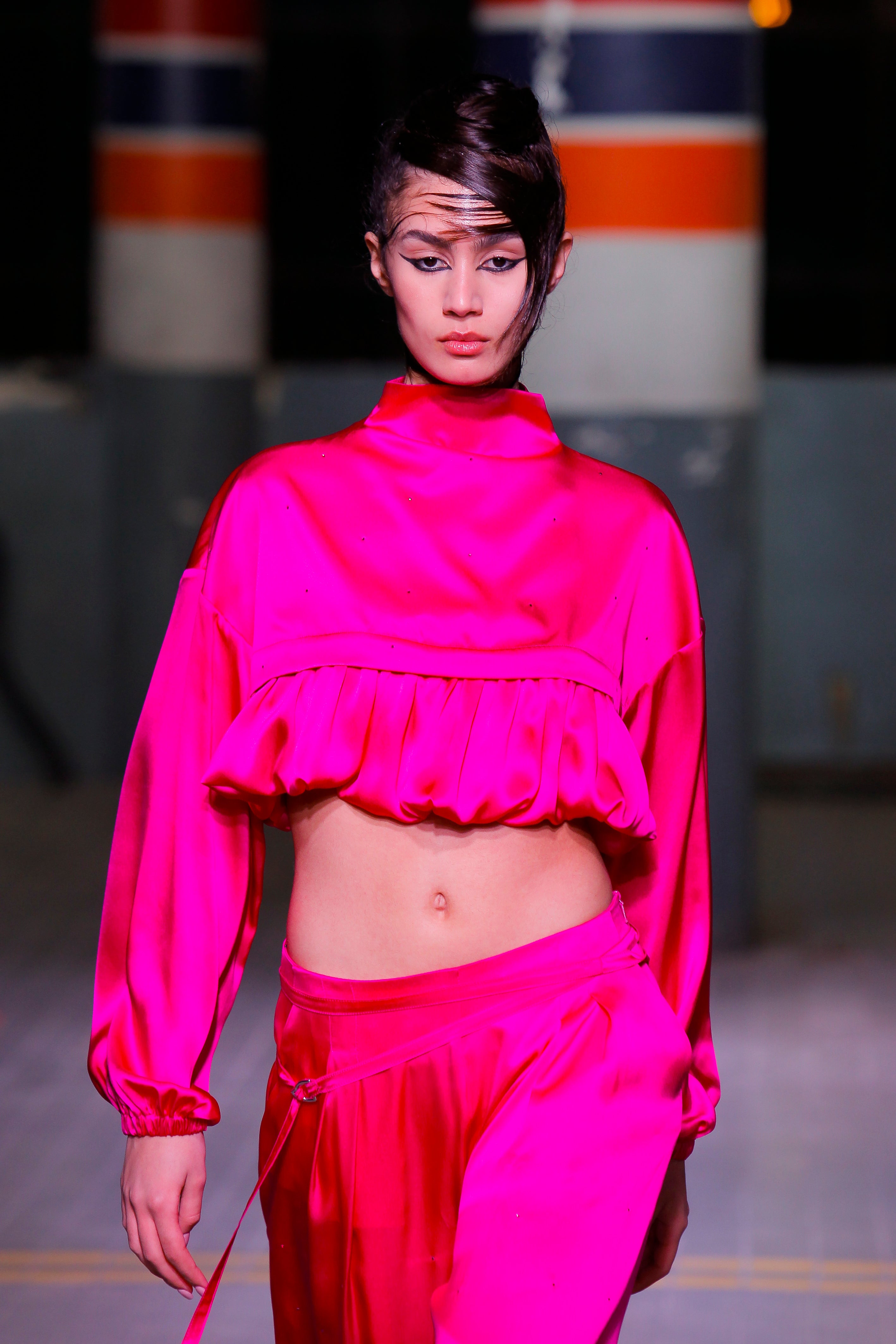 Bright Silk Blouse with Shiny Stones