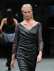 Mesh Draped Dress with Transparent Foil