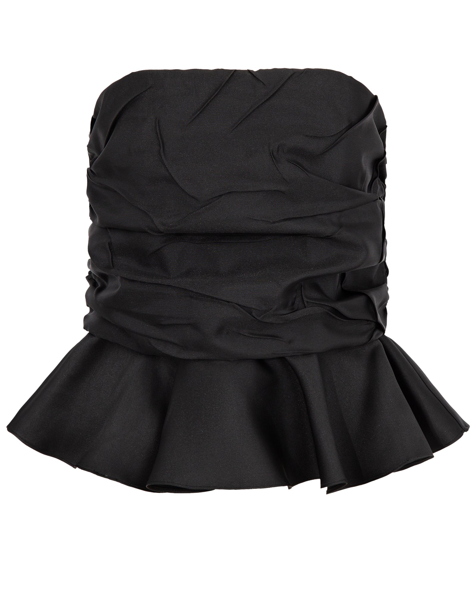 Bandeau Satin Top with Evasé Ruffle