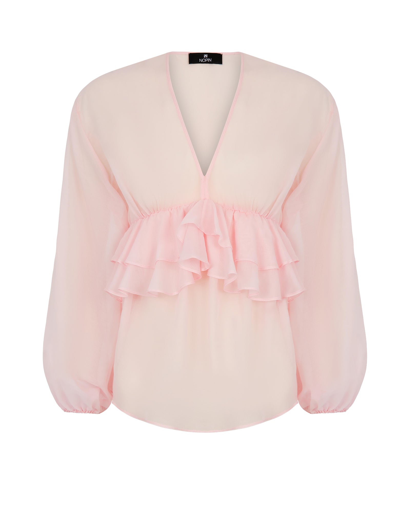 V-Neck Blouse with Evasé Ruffles